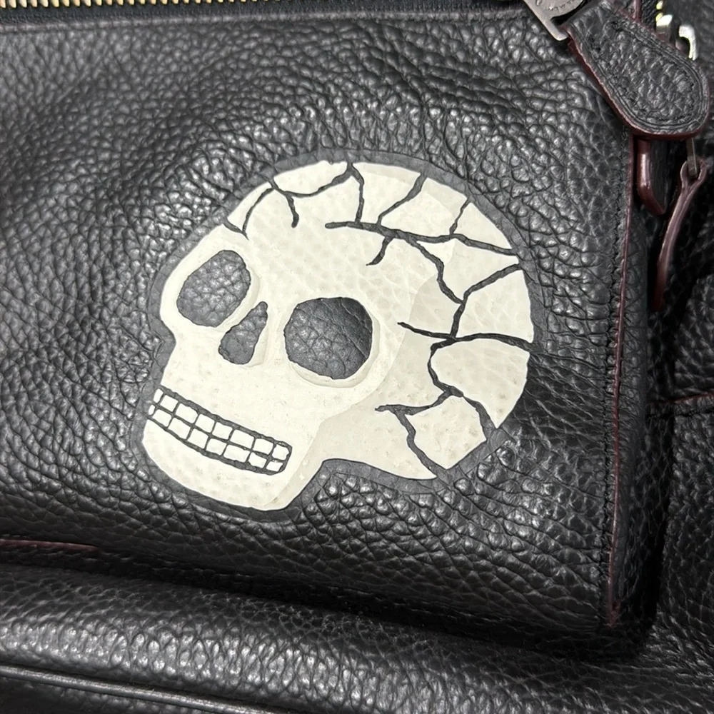 Coach Black Leather Backpack with Skull and Eagle